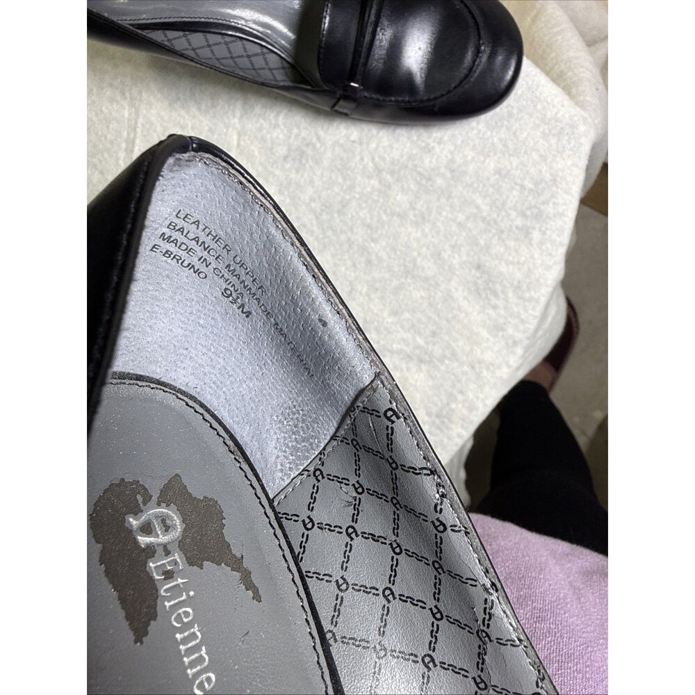 Etienne Aigner E-Bruno Black Leather Pumps 9.5 M Block Heel Career Shoes - Picture 6 of 9